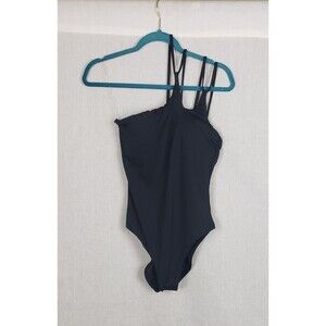 La Blanca 8 Black Island Goddess Strappy One Shoulder Swimsuit Beach Summer NEW